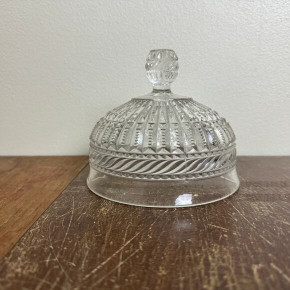 Vintage Antique Glass Crystal Pressed Molded Glass Dome Butter Dish Cover - Picture 4 of 9